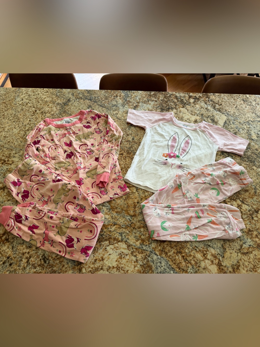Pink Bunny & Unicorn Kids Pajama Set - 2-Piece Long Sleeve Sleepwear